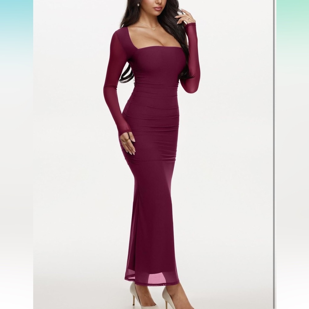 Plum bodycon Long Sleeve Dress size S